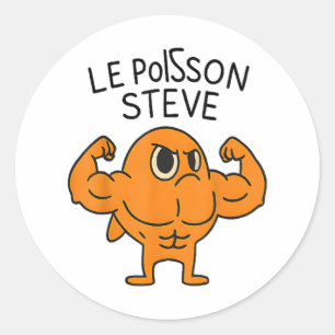 Le Poisson Steve Funny Muscular Fish Cartoon Ronde Sticker