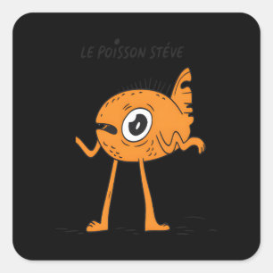 Le Poisson Steve Schattige & Grappig Vierkante Sticker