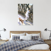 Le Pont de L'Europe: detail van een rustend man en Canvas Afdruk (Insitu (Slaapkamer))