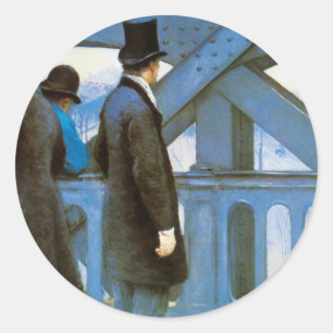 Le Pont de l'Europe door Gustave Caillebotte Ronde Sticker