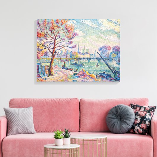 Le Pont des Arts Parijs | Paul Signac | Canvas Afdruk (Insitu (Woonkamer))