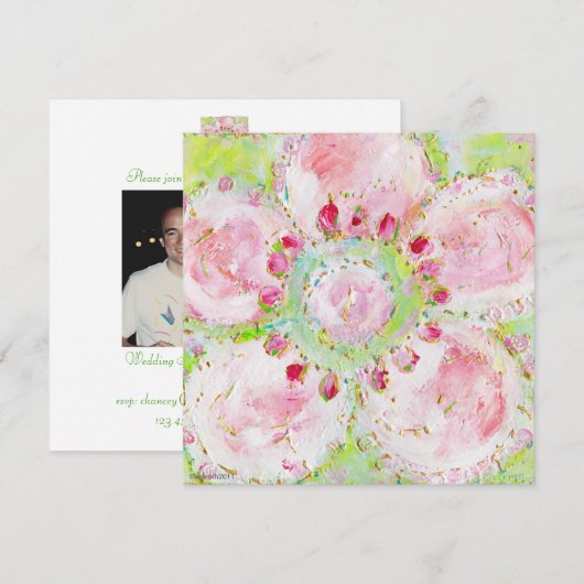 " le printemps " - uitnodiging voor de douche (Voorkant / Achterkant)