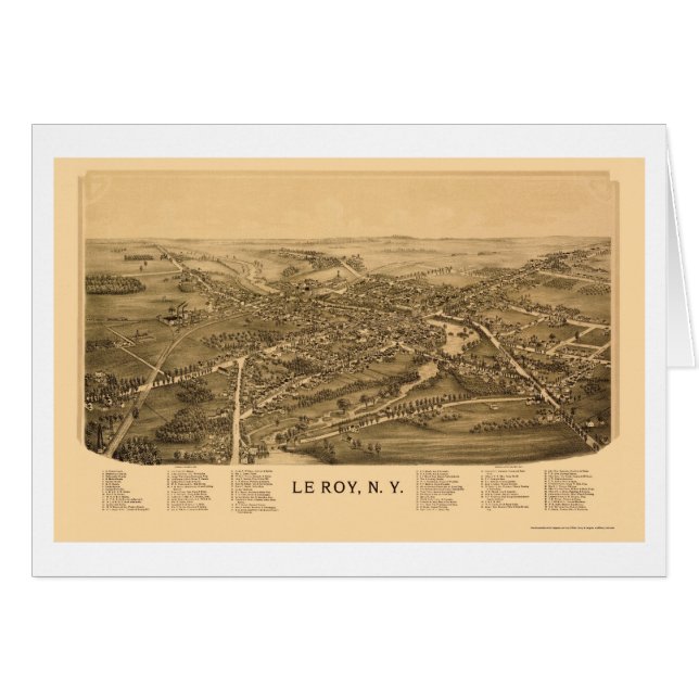 Le Roy, NY Panoramic Map - 1892 (Voorkant Horizontaal)