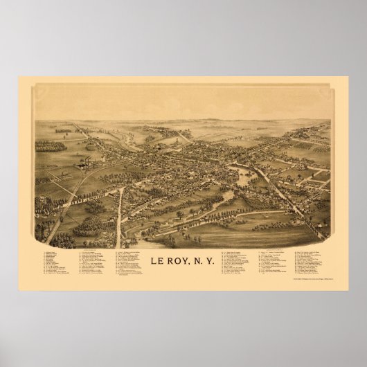 Le Roy, NY Panoramic Map - 1892 Poster (Voorkant)