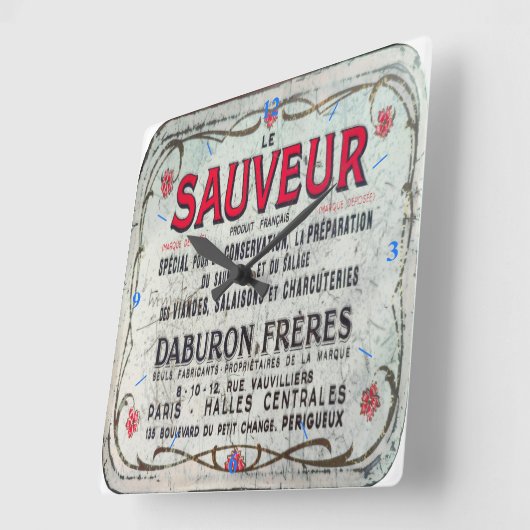 Le Sauveur, Frans vleesconserveermiddel. Vierkante Klok (Hoek)