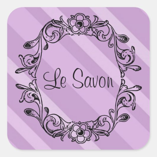 Le Savon Lavender Striped Square Stickers/Labels Vierkante Sticker (Voorkant)