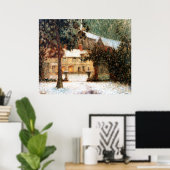 Le Sidaner: Huis in sneeuw Poster (Thuiskantoor)