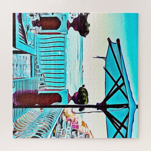 Le Sirenuse in Positano, Italië, tijd van thee Legpuzzel (Horizontaal)