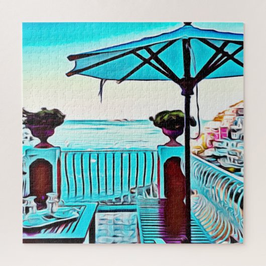 Le Sirenuse in Positano, Italië, tijd van thee Legpuzzel (Verticaal)