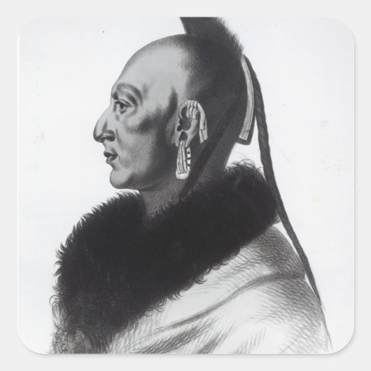 Le Soldat du Chene, een Osage Chief Vierkante Sticker (Voorkant)