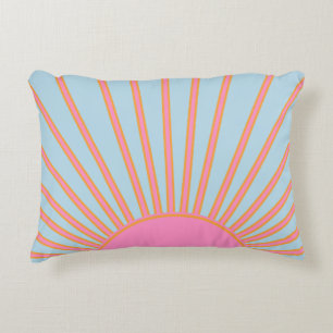 Le Soleil 02 Retro Zon Roze En Blauw Zonneschijn Accent Kussen