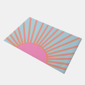 Le Soleil 02 Retro Zon Roze En Blauw Zonneschijn Deurmat (Schuin)
