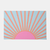 Le Soleil 02 Retro Zon Roze En Blauw Zonneschijn Deurmat (Voorkant)