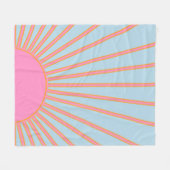 Le Soleil 02 Retro Zon Roze En Blauw Zonneschijn Fleece Deken (Voorkant (Horizontaal))