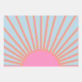 Le Soleil 02 Retro Zon Roze En Blauw Zonneschijn Inpakpapier Vel (Voorkant 2)