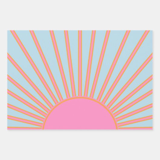 Le Soleil 02 Retro Zon Roze En Blauw Zonneschijn Inpakpapier Vel (Voorkant 2)