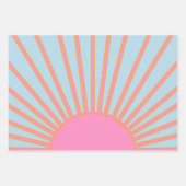 Le Soleil 02 Retro Zon Roze En Blauw Zonneschijn Inpakpapier Vel (Voorkant)