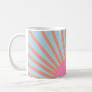 Le Soleil 02 Retro Zon Roze En Blauw Zonneschijn Koffiemok