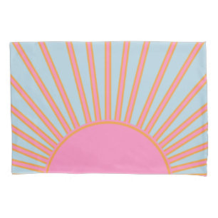 Le Soleil 02 Retro Zon Roze En Blauw Zonneschijn Kussensloop