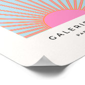 Le Soleil 02 Retro Zon Roze En Blauw Zonneschijn Poster (Hoek)