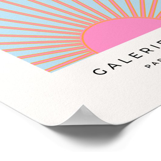 Le Soleil 02 Retro Zon Roze En Blauw Zonneschijn Poster (Hoek)