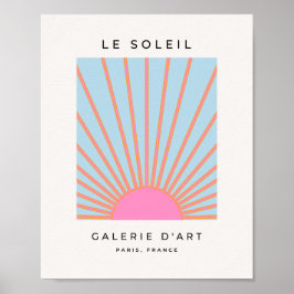 Le Soleil 02 Retro Zon Roze En Blauw Zonneschijn Poster