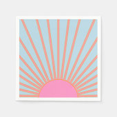 Le Soleil 02 Retro Zon Roze En Blauw Zonneschijn Servet (Voorkant)