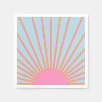 Le Soleil 02 Retro Zon Roze En Blauw Zonneschijn