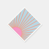 Le Soleil 02 Retro Zon Roze En Blauw Zonneschijn Servet (Hoek)