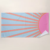 Le Soleil 02 Retro Zon Roze En Blauw Zonneschijn Strandlaken (Voorkant)