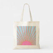 Le Soleil 02 Retro Zon Roze En Blauw Zonneschijn Tote Bag (Achterkant)
