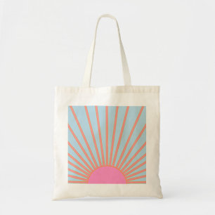 Le Soleil 02 Retro Zon Roze En Blauw Zonneschijn Tote Bag