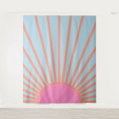 Le Soleil 02 Retro Zon Roze En Blauw Zonneschijn Wandkleed (Voorkant)