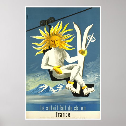Le soleil fait du ski en France, Ski Poster (Voorkant)