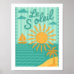Le Soleil Franse Retro Zon Strand Nautilus Zeilboo Poster