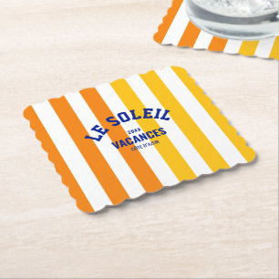 Le Soleil Vacances Côte d'Azur Cabana Stripe Kartonnen Onderzetters