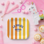 Le Soleil Vacances Côte d'Azur Cabana Stripe Papieren Bordje (Feest)
