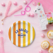 Le Soleil Vacances Côte d'Azur Stripe Ronde Papieren Bordje (Feest)