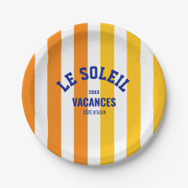 Le Soleil Vacances Côte d'Azur Stripe Ronde Papieren Bordje