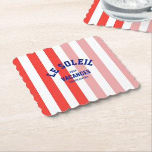 Le Soleil Vacances Franse Rivièra Cabana Stripe Kartonnen Onderzetters