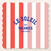 Le Soleil Vacances Franse Rivièra Cabana Stripe Kartonnen Onderzetters (Voorkant)