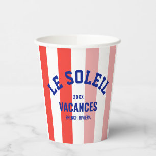 Le Soleil Vacances Franse Rivièra Cabana Stripe Papieren Bekers