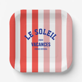 Le Soleil Vacances Franse Rivièra Cabana Stripe Papieren Bordje