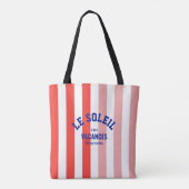 Le Soleil Vacances Franse Rivièra Cabana Stripe Tote Bag (Achterkant)