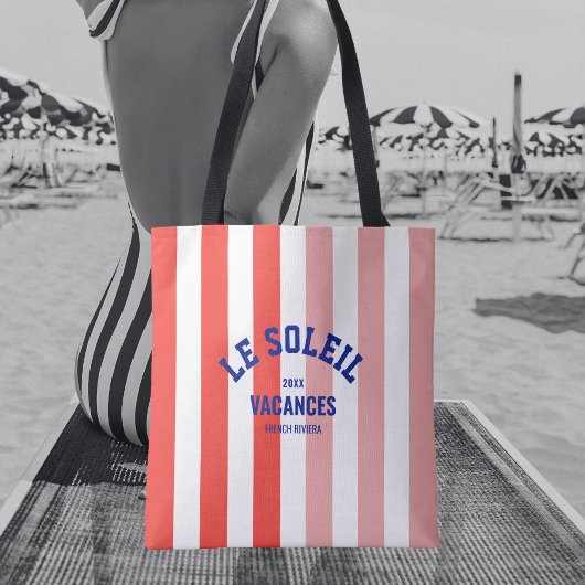 Le Soleil Vacances Franse Rivièra Cabana Stripe Tote Bag