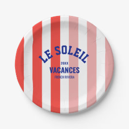 Le Soleil vacances Franse Rivièra Stripe Ronde Papieren Bordje