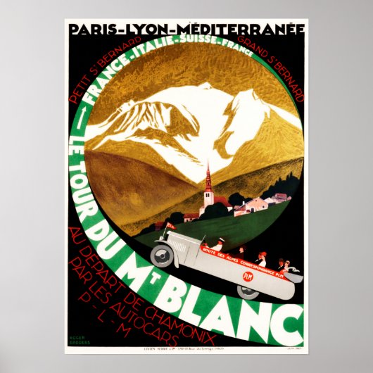 Le Tour du MONT BLANC Chamonix Old Swiss Travel Poster (Voorkant)