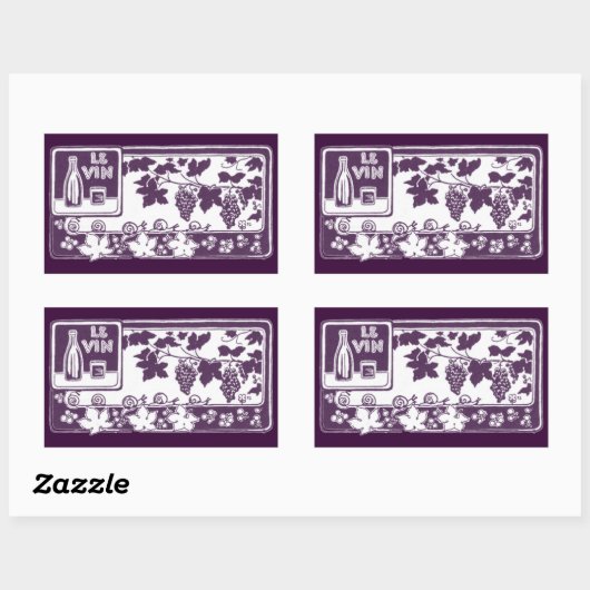 Le Vin,  wijnlabel Rechthoekige Sticker (Vel)