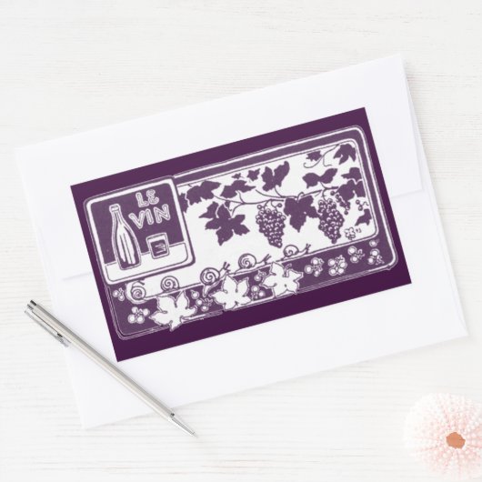 Le Vin,  wijnlabel Rechthoekige Sticker (Envelop)