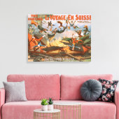 Le voyage en Suisse - De ramp met de spoorwegen Canvas Afdruk (Insitu (Woonkamer))